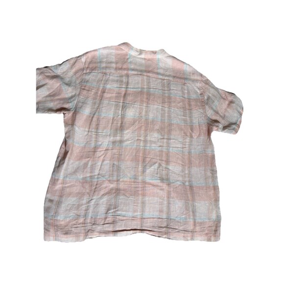 Tommy Bahama 100% Linen Button Down Men’s XL Pink Plaid Short Sleeve Beach Shirt - Picture 5 of 7